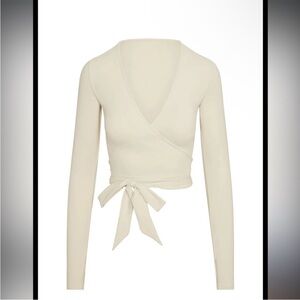Monday Swimwear Cream Wrap Tie Cropped Top